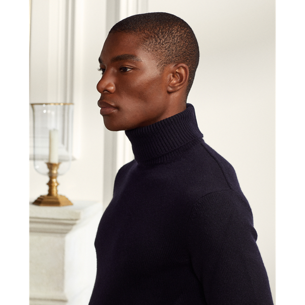 Classic Chairman Navy Cashmere Turtleneck Sweater Purple Label 6