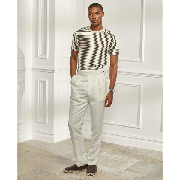 Classic Cream/Brown Striped Silk-Blend Jersey T-Shirt Purple Label 3