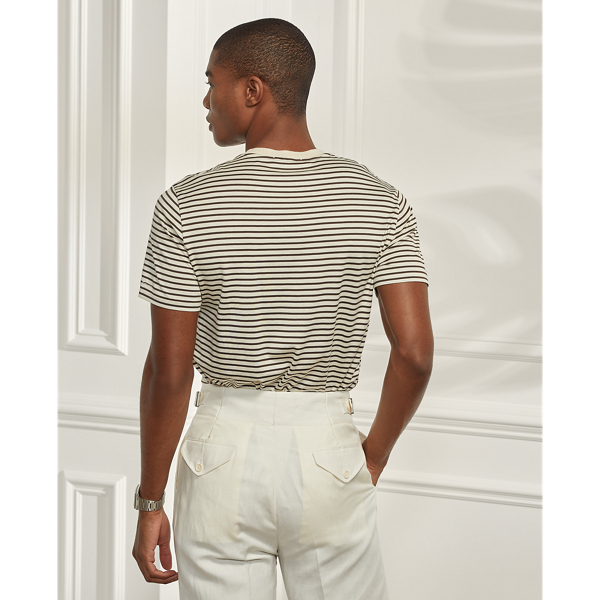 Classic Cream/Brown Striped Silk-Blend Jersey T-Shirt Purple Label 4