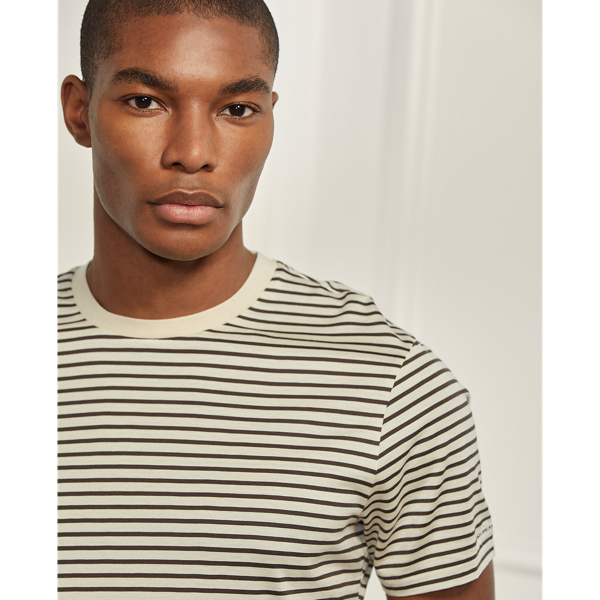 Classic Cream/Brown Striped Silk-Blend Jersey T-Shirt Purple Label 5
