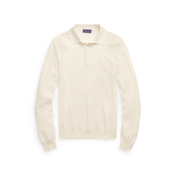 Monogram Silk-Blend Polo-Collar Jumper Purple Label 1