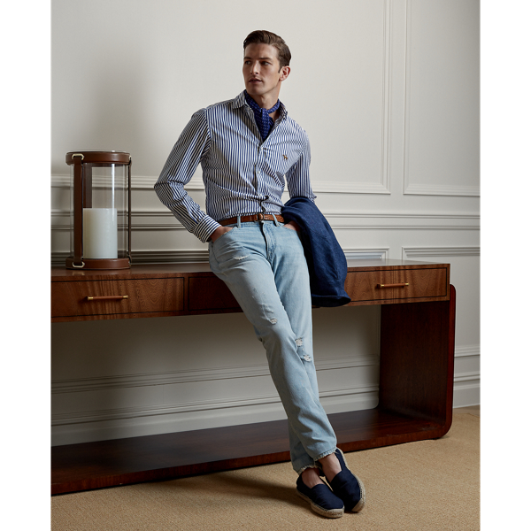 Blue/White Striped Poplin Shirt Purple Label 4