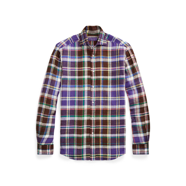 Chemise &eacute;cossaise en lin Purple Label en 1
