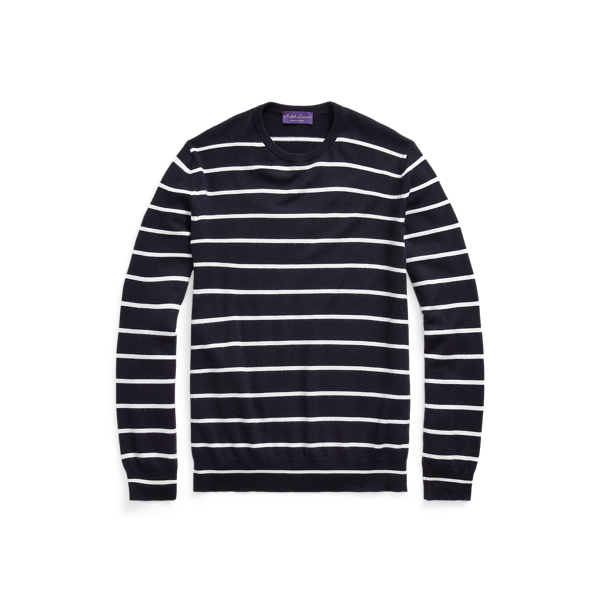 Striped Cashmere Crewneck Jumper Purple Label 1