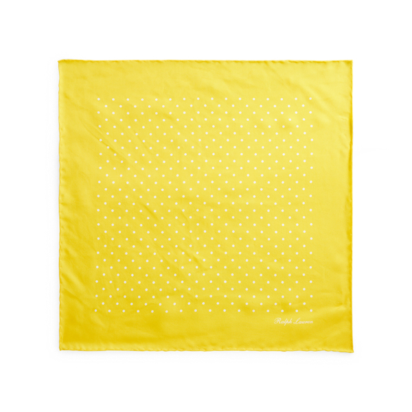 Yellow Polka-Dot Silk Foulard Pocket Square Purple Label 2