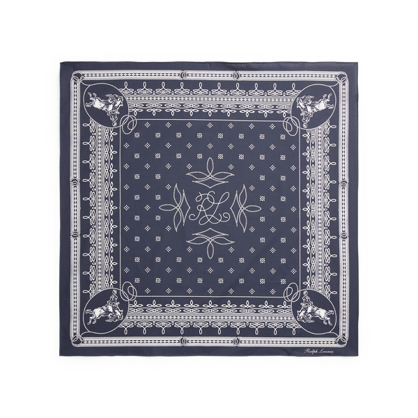 Navy Western-Print Cotton Scarf Purple Label 2