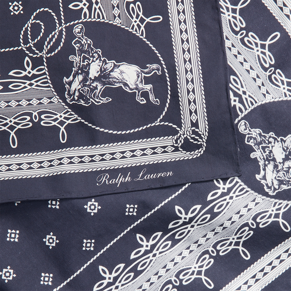 Navy Western-Print Cotton Scarf Purple Label 3