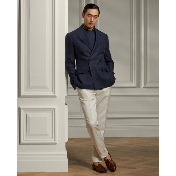 Classic Chairman Navy Kent Hand-Tailored Linen Sport Coat Purple Label 4