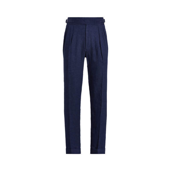 Dark Navy Buckled Linen-Silk Trouser Purple Label 2