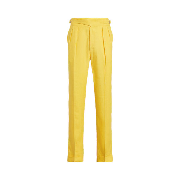 Classic Lemon Yellow Buckled Linen Trouser Purple Label 2
