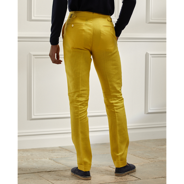 Classic Lemon Yellow Gregory Hand-Tailored Linen Suit Trouser Purple Label 5