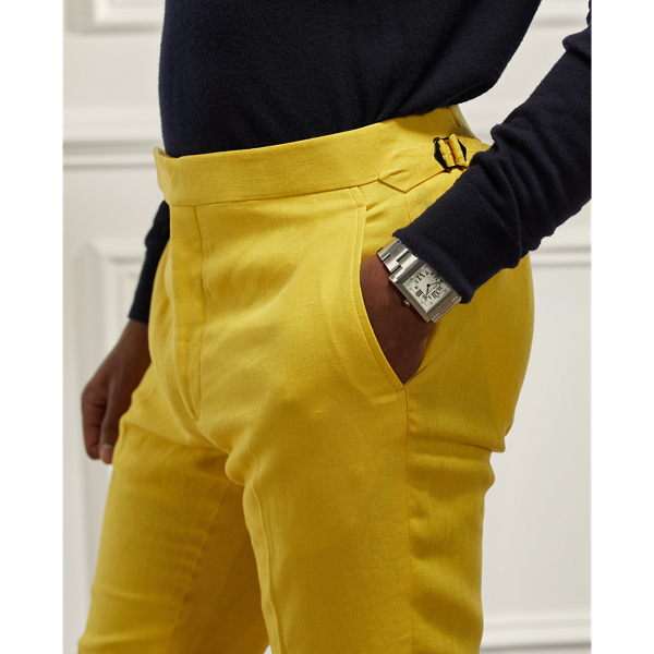 Classic Lemon Yellow Gregory Hand-Tailored Linen Suit Trouser Purple Label 6