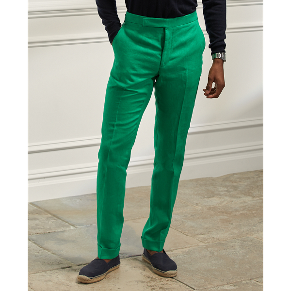 Nautical Green Gregory Hand-Tailored Linen Suit Trouser Purple Label 4