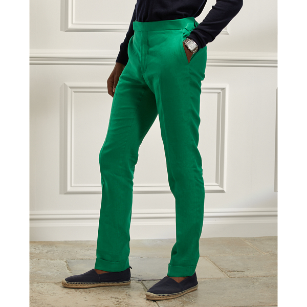 Nautical Green Gregory Hand-Tailored Linen Suit Trouser Purple Label 5