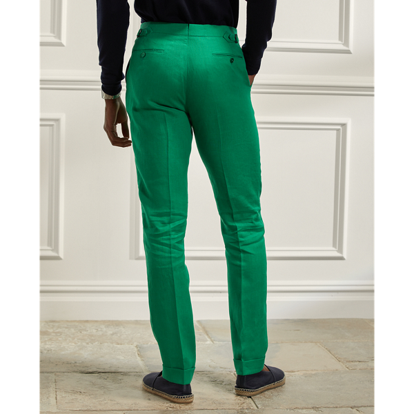 Nautical Green Gregory Hand-Tailored Linen Suit Trouser Purple Label 6