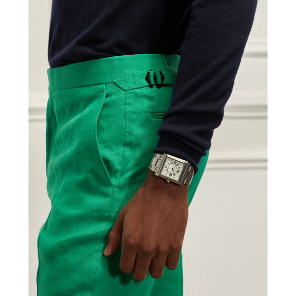 Nautical Green Gregory Hand-Tailored Linen Suit Trouser Purple Label 7