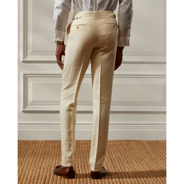 Cream Gregory Silk-Linen Herringbone Trouser Purple Label 6