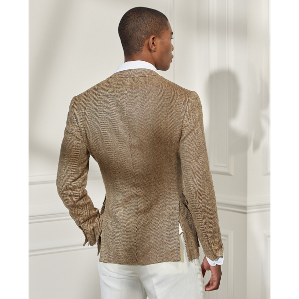 Brown/Cream Kent Silk Herringbone Tweed Sport Coat Purple Label 5