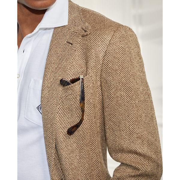 Brown/Cream Kent Silk Herringbone Tweed Sport Coat Purple Label 6