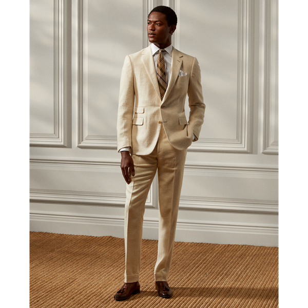 Cream Gregory Silk-Linen Suit Jacket Purple Label 4