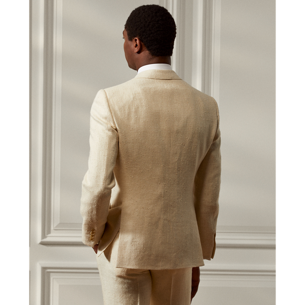 Cream Gregory Silk-Linen Suit Jacket Purple Label 5