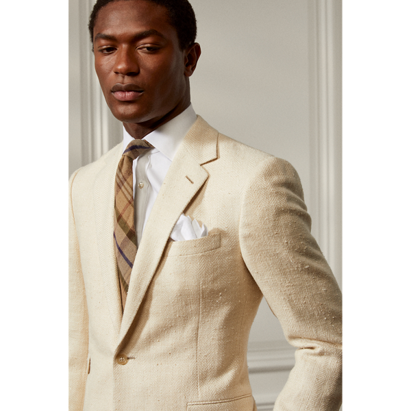Cream Gregory Silk-Linen Suit Jacket Purple Label 6
