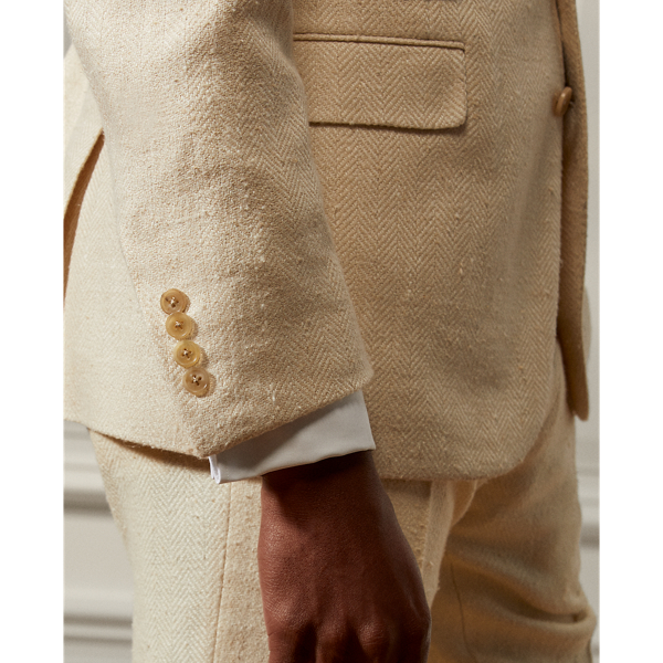 Cream Gregory Silk-Linen Suit Jacket Purple Label 7