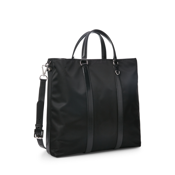 Black Calfskin-Trim Twill Tote Purple Label 3