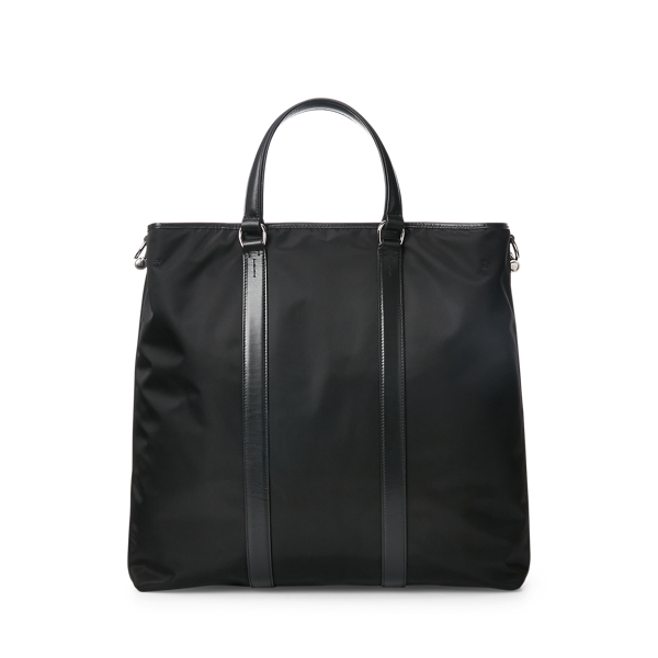 Black Calfskin-Trim Twill Tote Purple Label 4