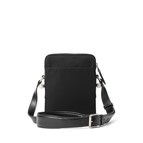 Black Calfskin-Trim Twill Crossbody Bag Purple Label 3