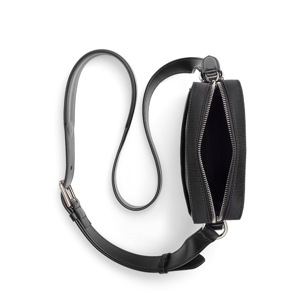 Black Calfskin-Trim Twill Crossbody Bag Purple Label 4