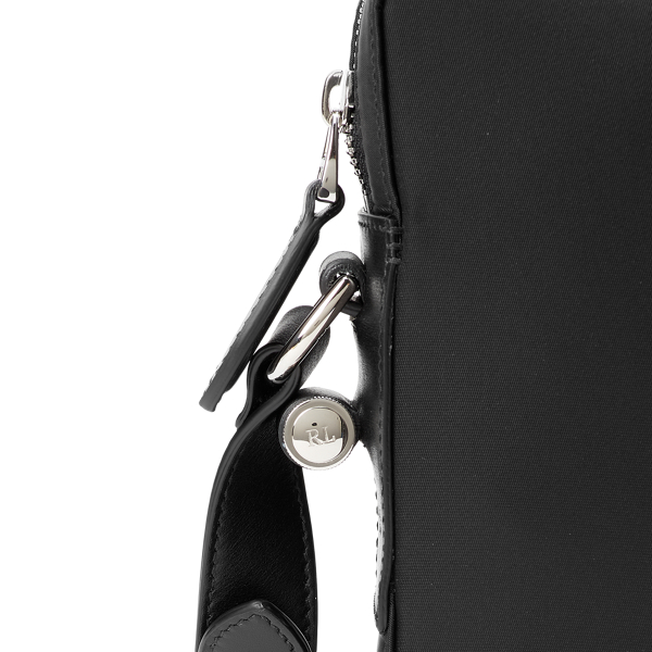 Black Calfskin-Trim Twill Crossbody Bag Purple Label 5
