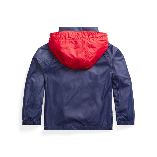 Newport Navy/ RL2000 Red Water-Resistant Packable Hooded Jacket Boys 1.5-6 Years 2