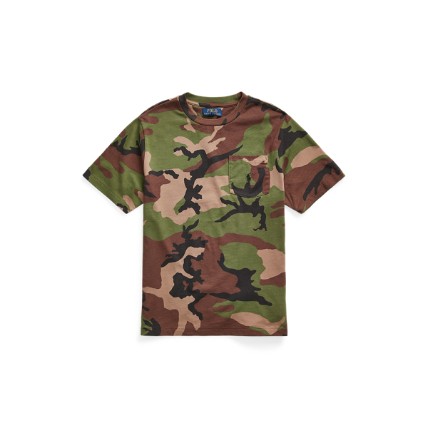 T-shirt de algod&atilde;o Camo com bolso Boys 6-14 Years em 1