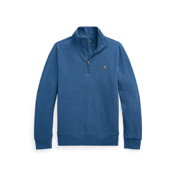 Cotton Mesh Quarter-Zip Pullover