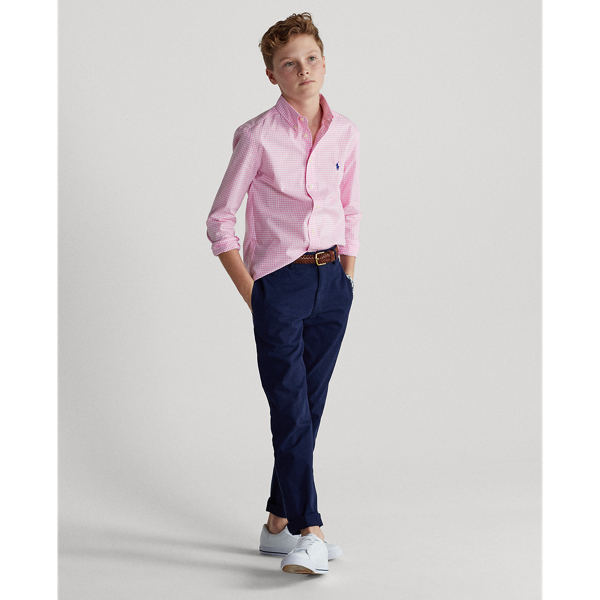 Pink/White Gingham Cotton Poplin Shirt Boys 8-20 4