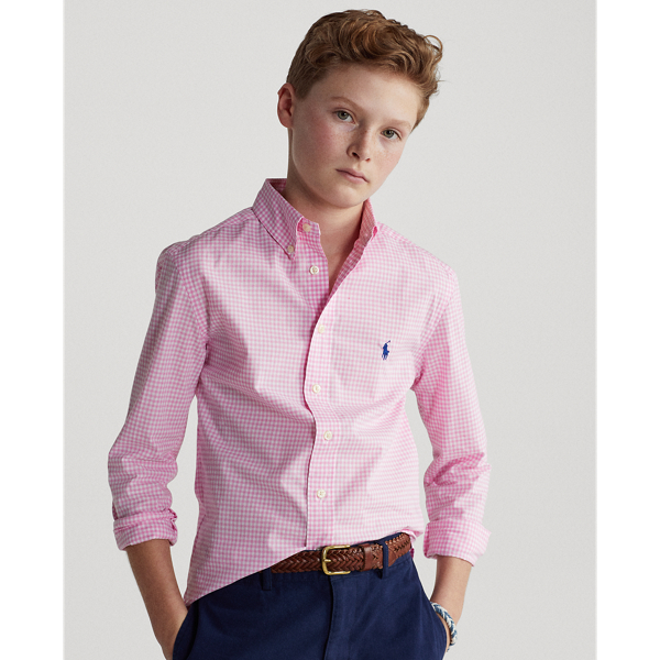 Pink/White Gingham Cotton Poplin Shirt Boys 8-20 5