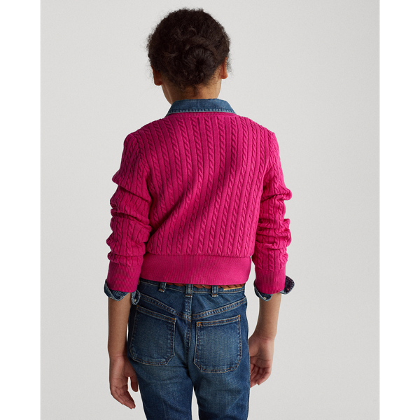 Accent Pink Mini-Cable Cotton Cardigan Girls 7-14 Years 5