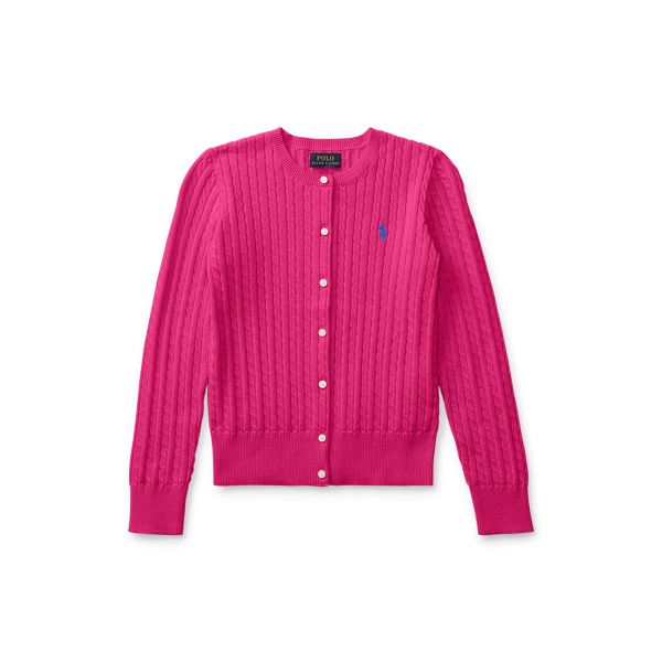 Accent Pink Mini-Cable Cotton Cardigan Girls 7-14 Years 2