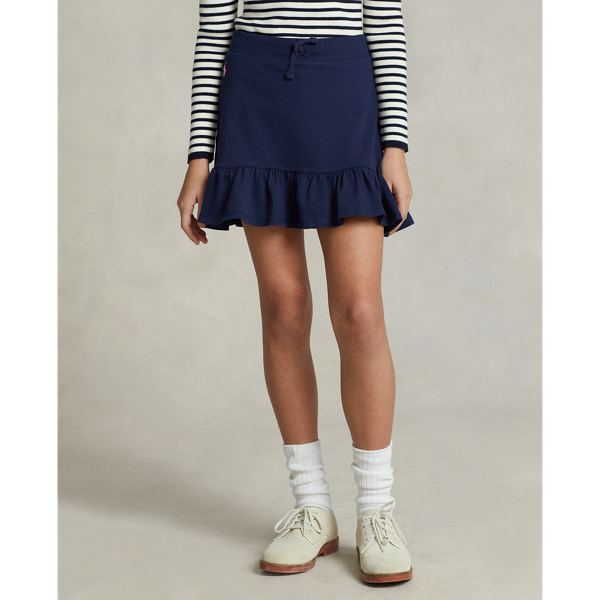 Refined Navy/Hint Of Pink Ruffled Stretch Mesh Skort Girls 7-14 Years 4