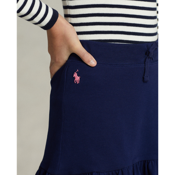 Refined Navy/Hint Of Pink Ruffled Stretch Mesh Skort Girls 7-14 Years 5