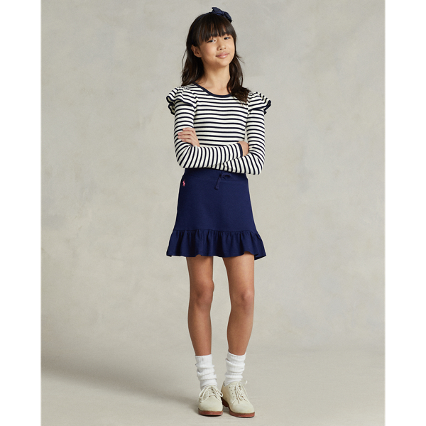 Refined Navy/Hint Of Pink Ruffled Stretch Mesh Skort Girls 7-14 Years 6