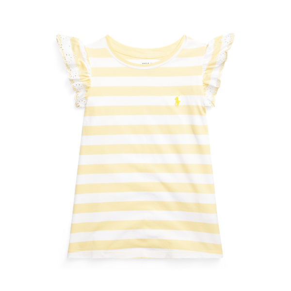 Eyelet Striped Cotton Jersey Top