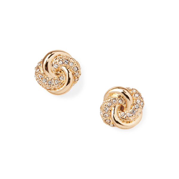 Gold-Tone Pave Knot Earrings