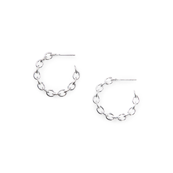 Cr&eacute;oles en argent &agrave; motif cha&icirc;ne