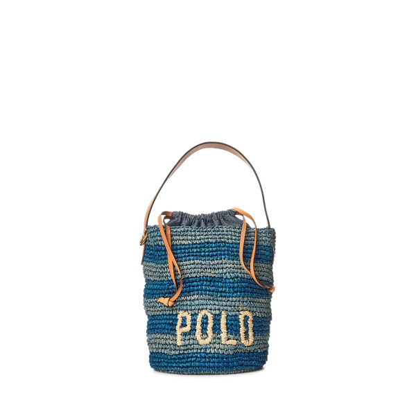 Raffia Striped Mini Bucket Bag