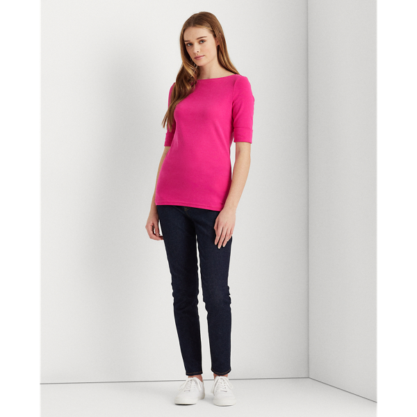 Nouveau Bright Pink Stretch Cotton Boatneck Tee Lauren 4