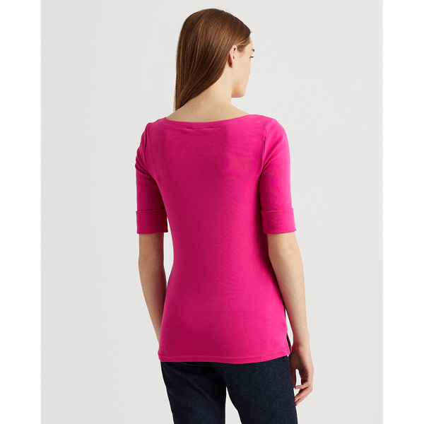 Nouveau Bright Pink Stretch Cotton Boatneck Tee Lauren 5