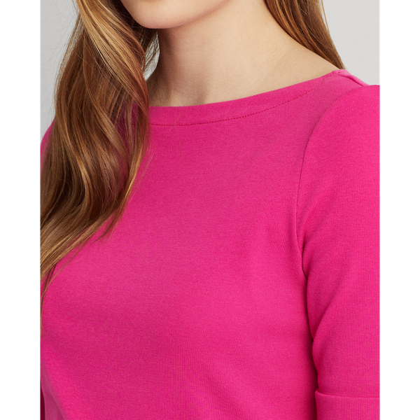 Nouveau Bright Pink Stretch Cotton Boatneck Tee Lauren 6