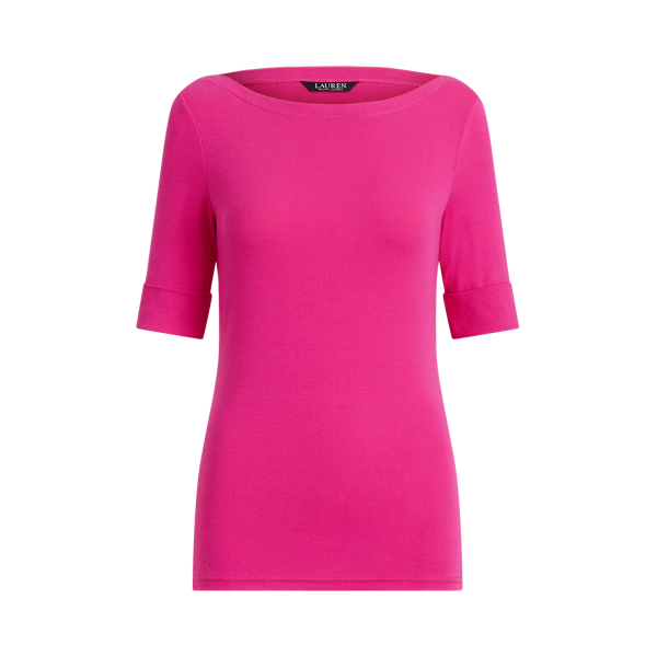 Nouveau Bright Pink Stretch Cotton Boatneck Tee Lauren 2